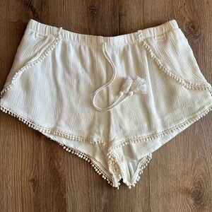 Forever 21 Cream High Waist Shorts with Crochet Trim